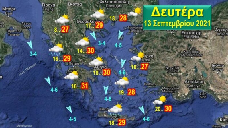 Καλός και ζεστός καιρός τη νέα εβδομάδα με τις μέγιστες θερμοκρασίες στους 32-35 βαθμούς