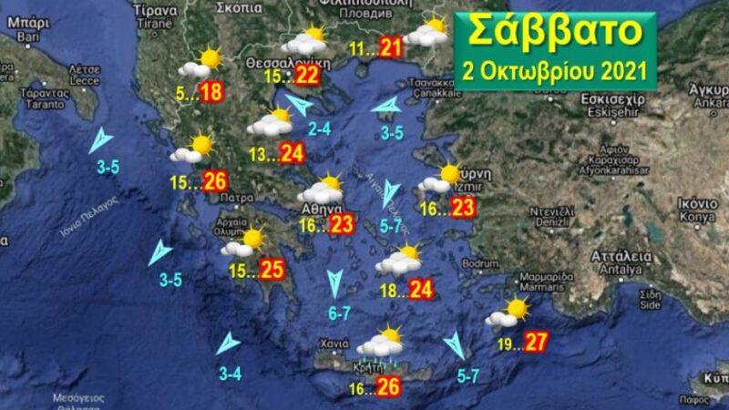 Ο καιρός του Σαββατοκύριακου: Ηλιοφάνεια με μικρή άνοδο της θερμοκρασίας
