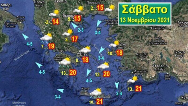 Ο καιρός του Σαββατοκύριακου: Λιακάδα το Σάββατο, συννεφιά με βροχές την Κυριακή
