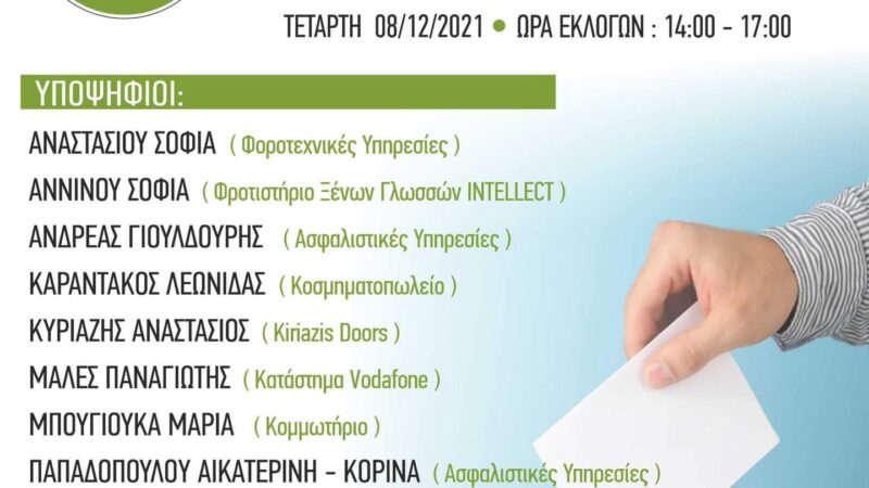 Οι υποψηφιότητες για τις εκλογές του Εμπορικού Συλλόγου Θερμαϊκού