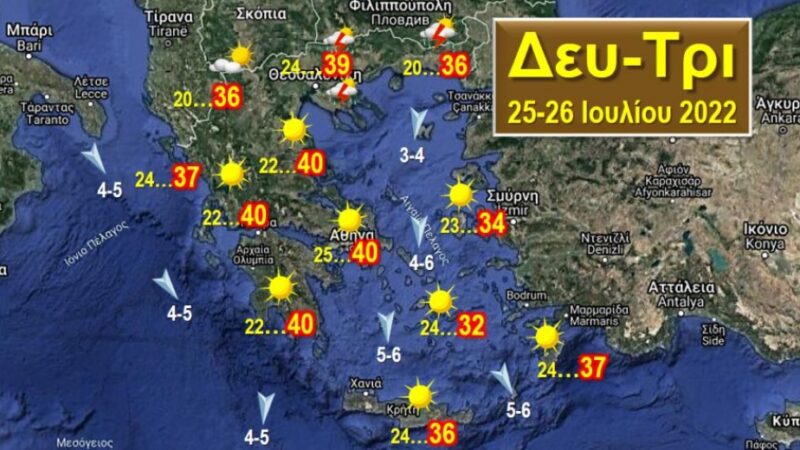 Συνθήκες παρατεταμένης ζέστης και καύσωνα στη χώρα όλη τη νέα εβδομάδα