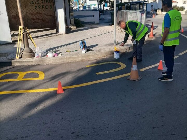 Εθελοντές του ΟΑΣΘ διαγράμμισαν δρόμους σε Περαία και Ν. Επιβάτες