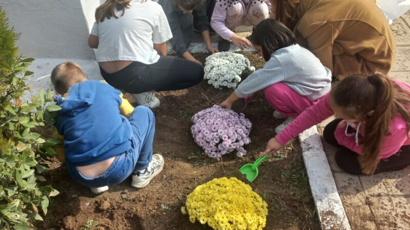 Τα παιδιά του Αγγελοχωρίου φύτεψαν λουλούδια στην πλατεία του χωριού!