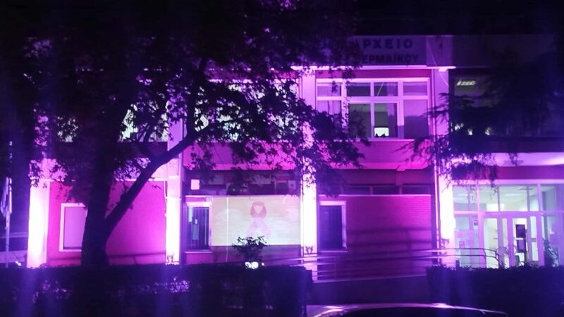 ΤΩΡΑ: Φωταγωγημένο το Δημαρχείο Θερμαϊκού