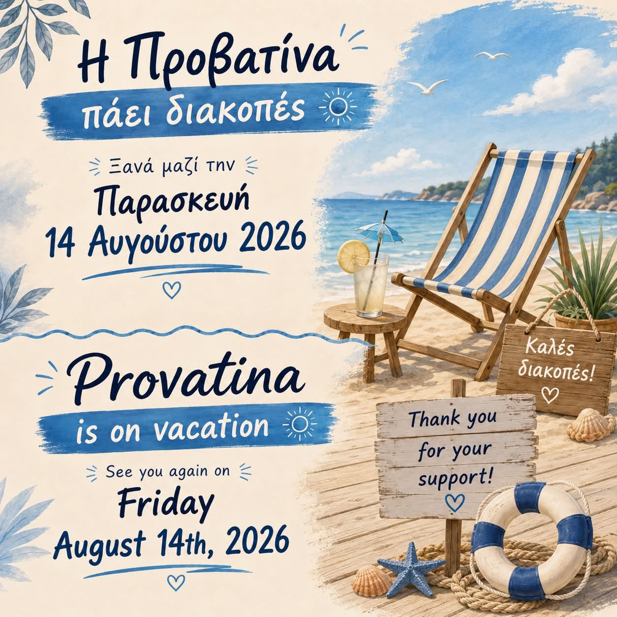 Η “Προβατίνα” πάει διακοπές…